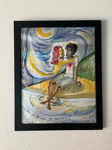 The moon came down to give me my mission. watercolor painitng